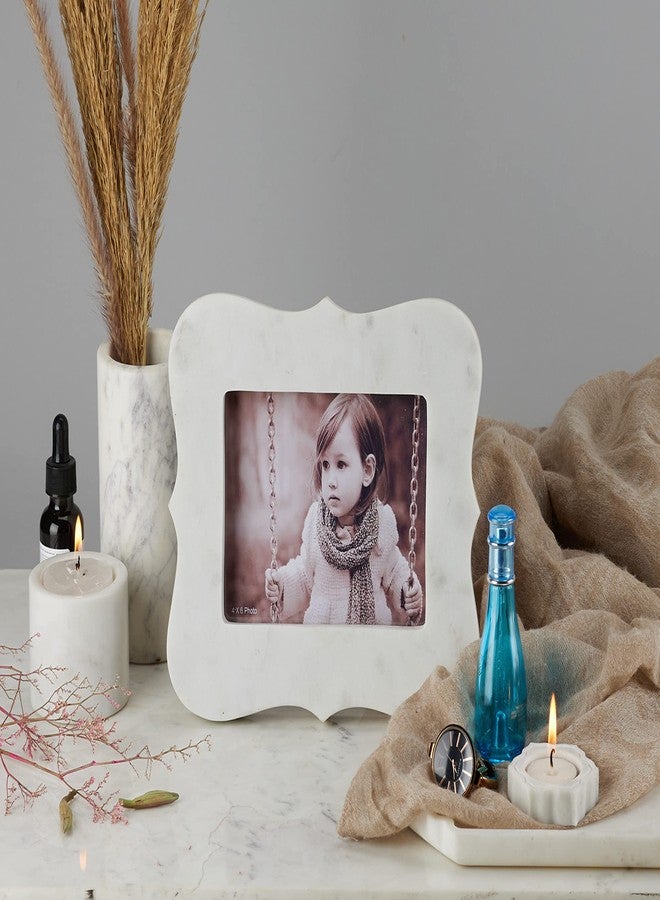 Stone Essential Lisa Marble Photo Frame For Gift, Table And Couple Room Decoration (Photo Size 6X4 Inch), Tabletop, White - Image 4